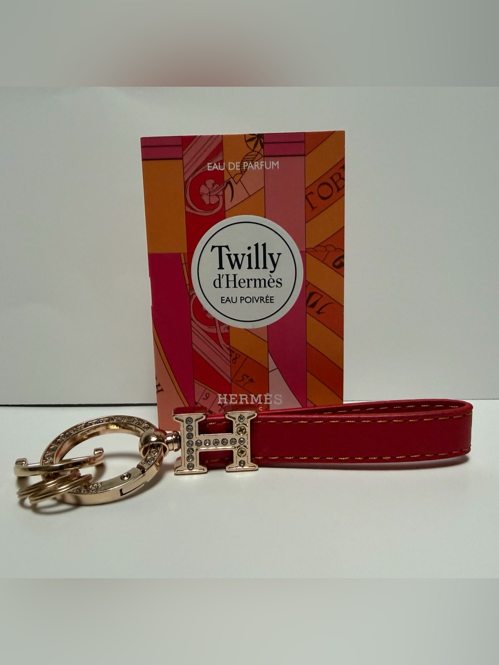 Red & Gold Keychain & Twilly d’Hermes Eau Poivree NWOT